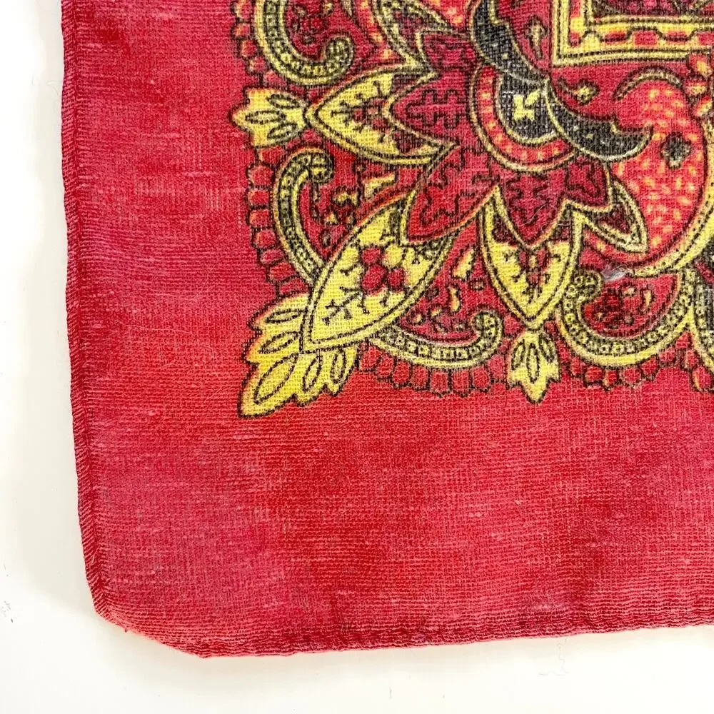 Square Scarf Red Bandana Print Paisley Western Boho Retro Folk Cowgirl
